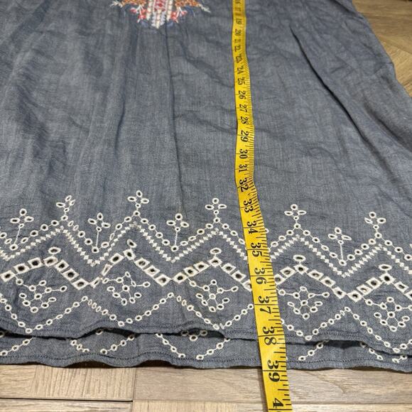 Johnny Was Embroidered Ellington Peasant Dress Size XL Boho Floral Gray - Picture 9 of 10